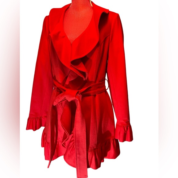 INC red ruffle coat M - Picture 5 of 9